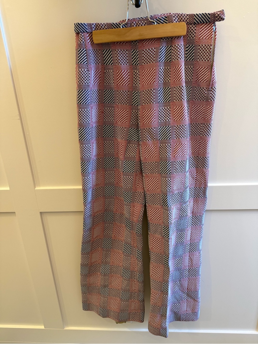 Vtg 60s 70s WORLD Knits 2 Pc Vest & Pants Suit Set Patchwork Mod Flared Sz 12 - Picture 12 of 15